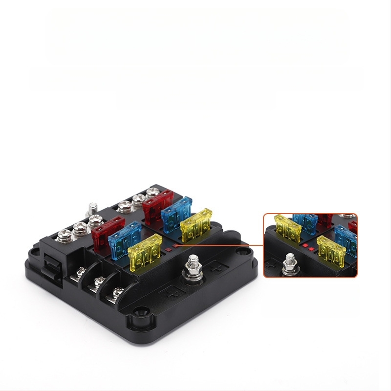 Baohe αυτόνομο κουτί ασφάλειας 6 πόλων με θετικό και αρνητικό πόλο — κατάλληλο για αυτοκίνητα, RV, SUV, off-road οχήματα, φορτηγά και λεωφορεία; διακλάδωση ισχύος