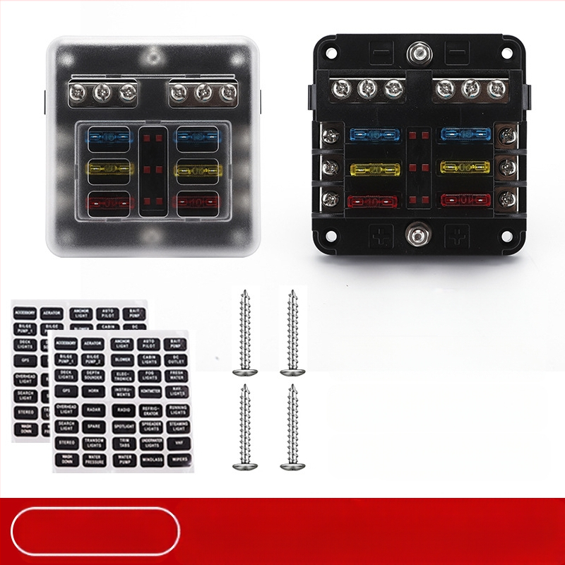 Baohe αυτόνομο κουτί ασφάλειας 6 πόλων με θετικό και αρνητικό πόλο — κατάλληλο για αυτοκίνητα, RV, SUV, off-road οχήματα, φορτηγά και λεωφορεία; διακλάδωση ισχύος