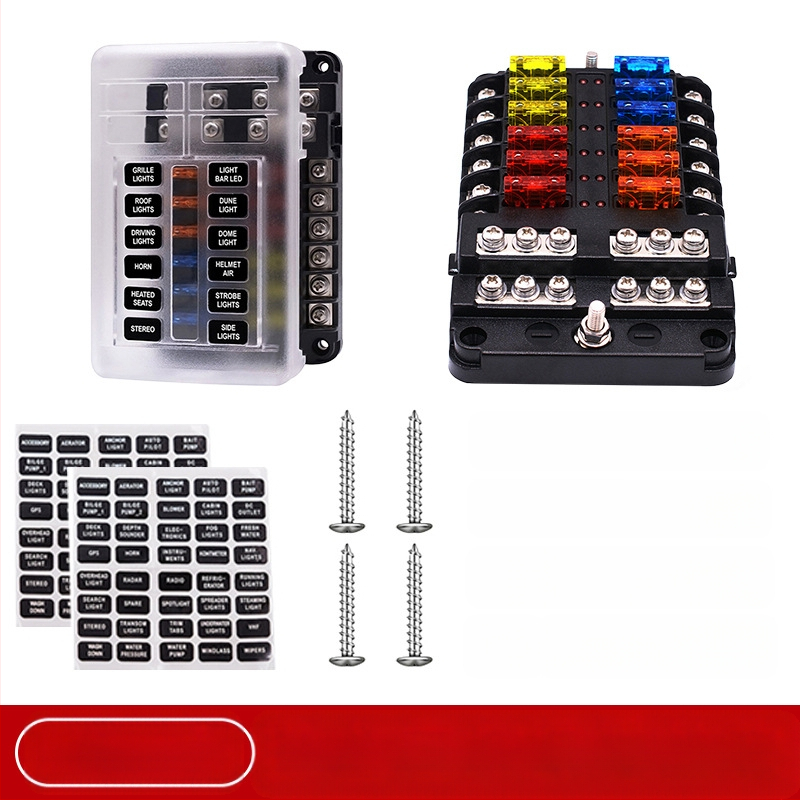 Baohe αυτόνομο κουτί ασφάλειας 6 πόλων με θετικό και αρνητικό πόλο — κατάλληλο για αυτοκίνητα, RV, SUV, off-road οχήματα, φορτηγά και λεωφορεία; διακλάδωση ισχύος