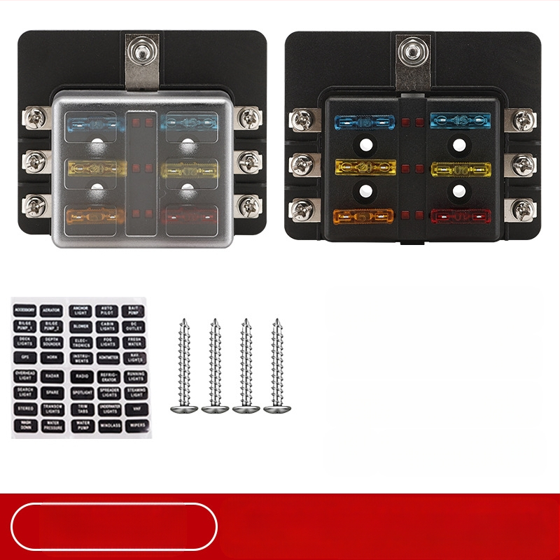 Baohe αυτόνομο κουτί ασφάλειας 6 πόλων με θετικό και αρνητικό πόλο — κατάλληλο για αυτοκίνητα, RV, SUV, off-road οχήματα, φορτηγά και λεωφορεία; διακλάδωση ισχύος