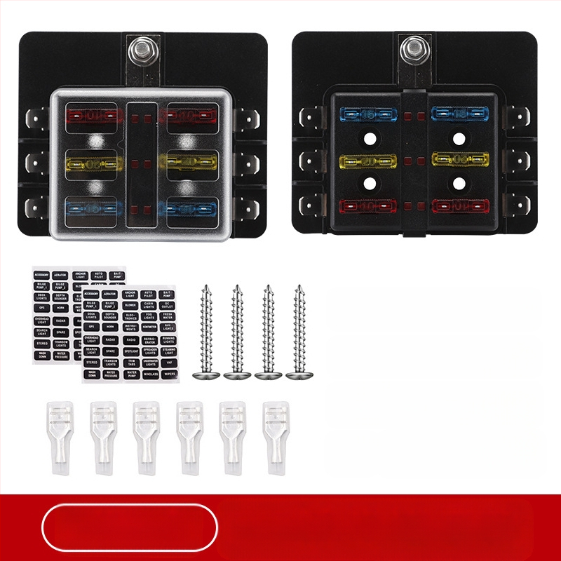 Baohe αυτόνομο κουτί ασφάλειας 6 πόλων με θετικό και αρνητικό πόλο — κατάλληλο για αυτοκίνητα, RV, SUV, off-road οχήματα, φορτηγά και λεωφορεία; διακλάδωση ισχύος