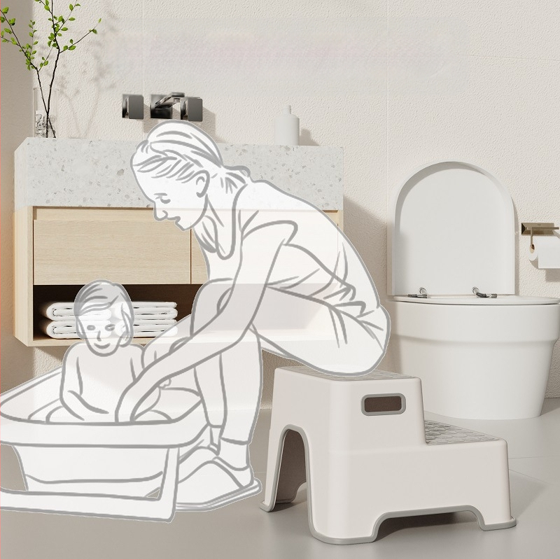 Scăunel de toaletă cu trepte duble pentru spălatul mâinilor, crește înălțimea, scaun de baie antiaderent, din plastic, origine Zhejiang, brand Little Sugar Boy