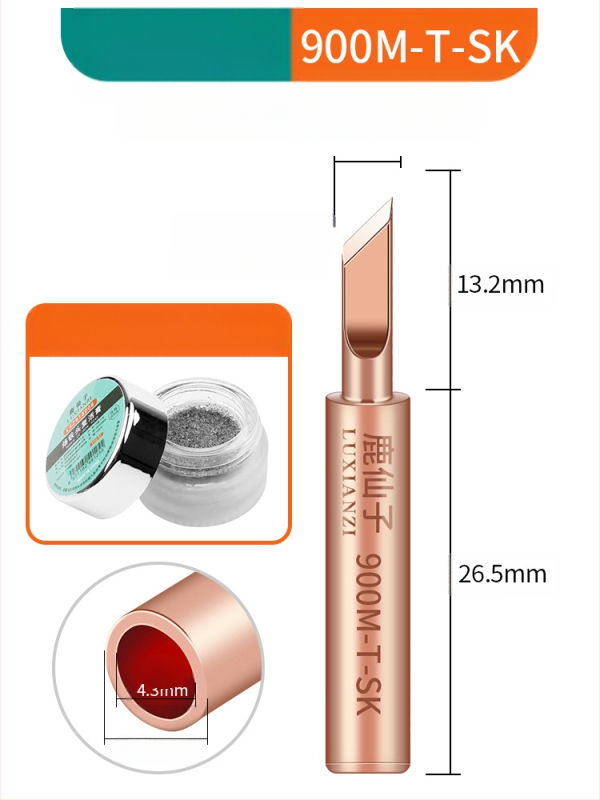 Vrh za lemilicu od čistog bakra, unutarnje grijanje, konstantna temperatura, oštar vrh, vrh u obliku kopita