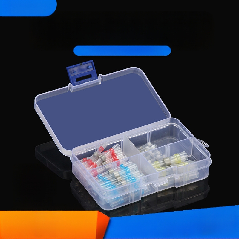 Комплект термозакриващи терминали със запояващи пръстени и тръби, 50 броя; Бранд ZJBOSAI; Изолационен материал PE; Корпус PE; Приложение: електрически монтажи; Номинална мощност: 24