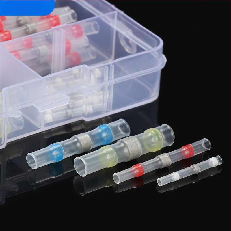 Комплект термозакриващи терминали със запояващи пръстени и тръби, 50 броя; Бранд ZJBOSAI; Изолационен материал PE; Корпус PE; Приложение: електрически монтажи; Номинална мощност: 24