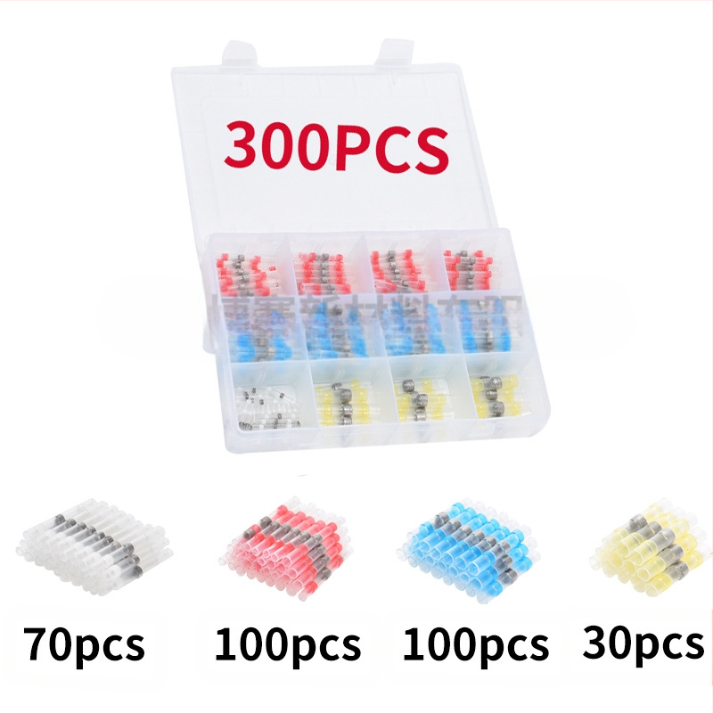 Комплект термозакриващи терминали със запояващи пръстени и тръби, 50 броя; Бранд ZJBOSAI; Изолационен материал PE; Корпус PE; Приложение: електрически монтажи; Номинална мощност: 24