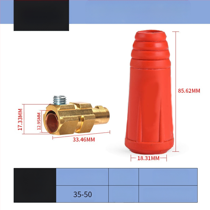 Заваръчен кабелен конектор с DKJ бърз щепсел, европейски стил, заваряване, марка Hua Xiao — DKJ10-25, DKJ35-50, DKJ50-70