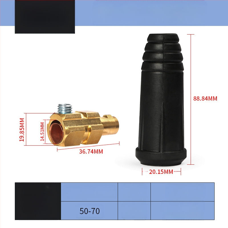Заваръчен кабелен конектор с DKJ бърз щепсел, европейски стил, заваряване, марка Hua Xiao — DKJ10-25, DKJ35-50, DKJ50-70