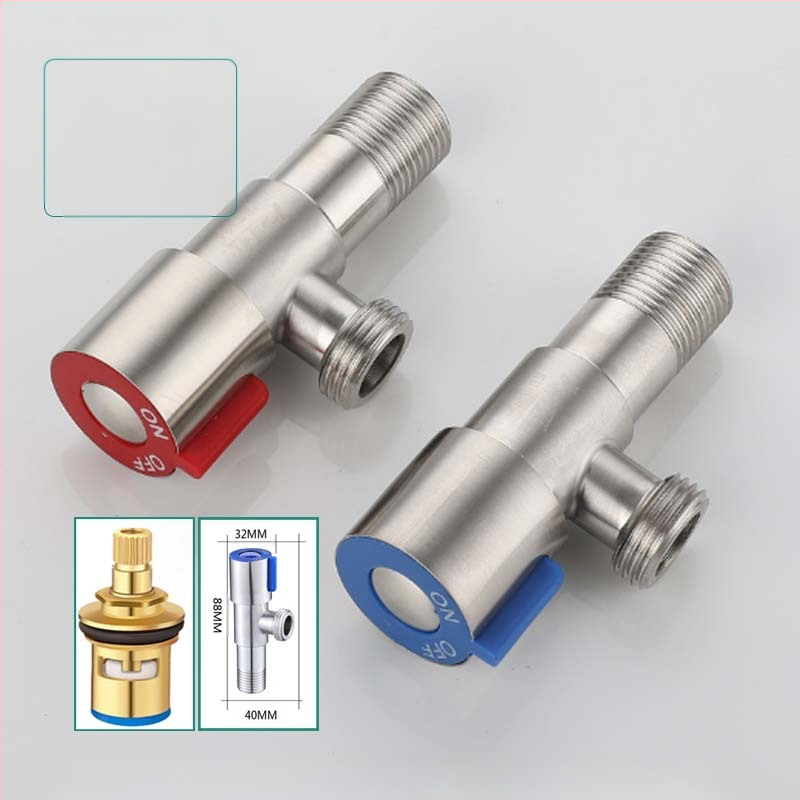 304 неръждаема стомана ъглов клапан с триходова функция, стенен монтаж, за тоалетна, водонагревател и смесител, работно налягане 0.8 MPa