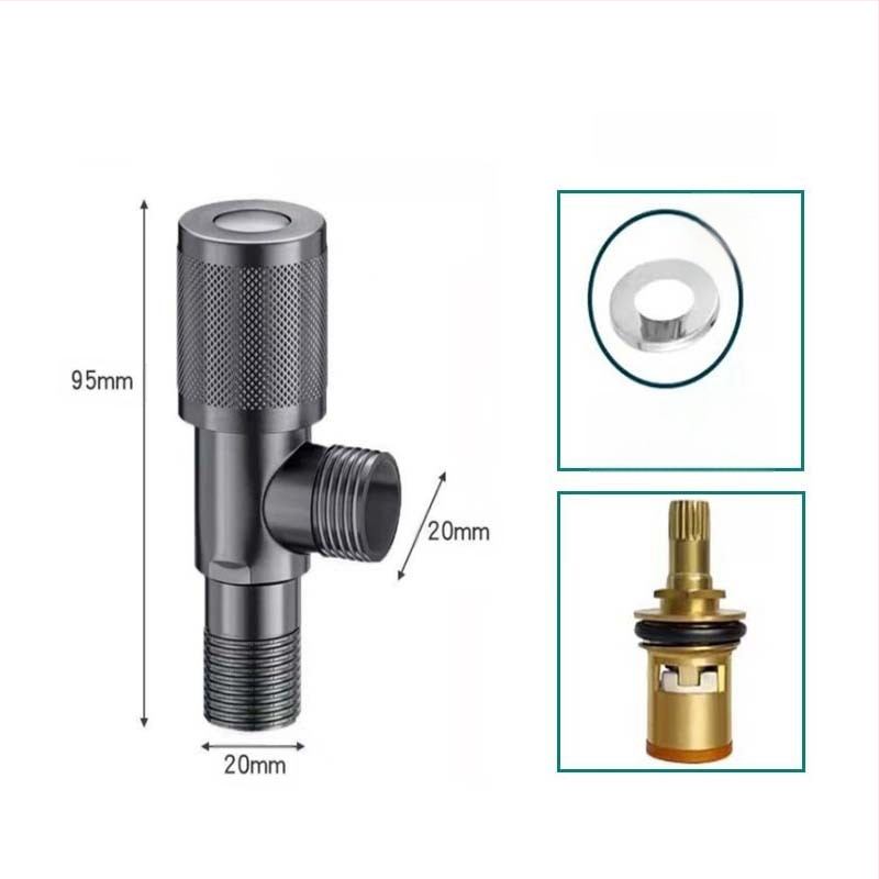 304 неръждаема стомана ъглов клапан с триходова функция, стенен монтаж, за тоалетна, водонагревател и смесител, работно налягане 0.8 MPa