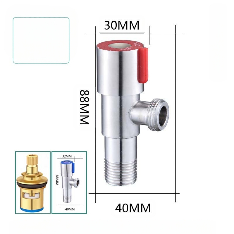 304 неръждаема стомана ъглов клапан с триходова функция, стенен монтаж, за тоалетна, водонагревател и смесител, работно налягане 0.8 MPa