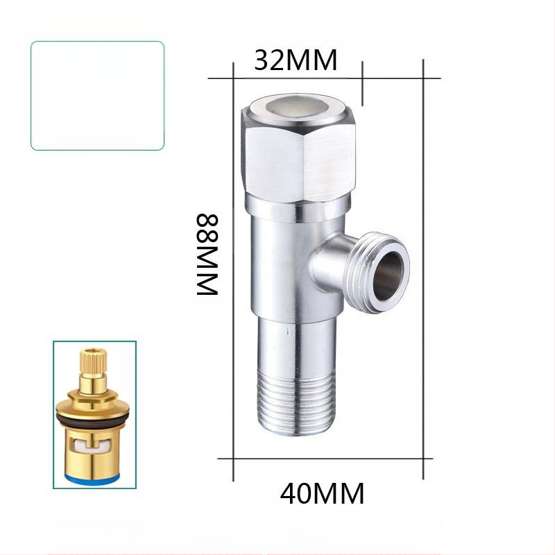 304 неръждаема стомана ъглов клапан с триходова функция, стенен монтаж, за тоалетна, водонагревател и смесител, работно налягане 0.8 MPa