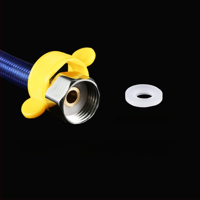 Furtun flexibil din oțel inoxidabil, vârf ascuțit, corp metalic rezistent la explozie, intrare apă cu o singură gaură pentru robinet de bucătărie (apă caldă/rece)