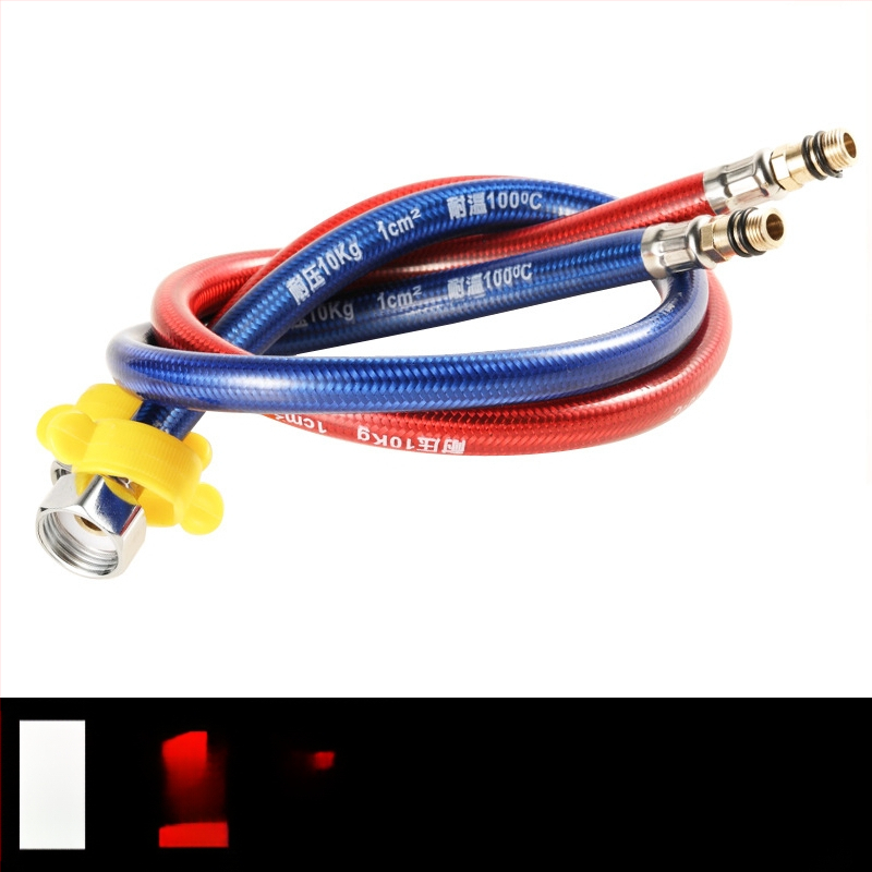 Furtun flexibil din oțel inoxidabil, vârf ascuțit, corp metalic rezistent la explozie, intrare apă cu o singură gaură pentru robinet de bucătărie (apă caldă/rece)