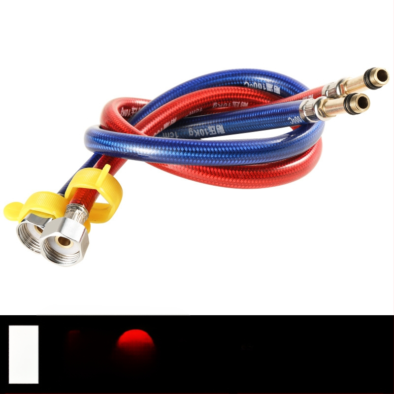 Furtun flexibil din oțel inoxidabil, vârf ascuțit, corp metalic rezistent la explozie, intrare apă cu o singură gaură pentru robinet de bucătărie (apă caldă/rece)