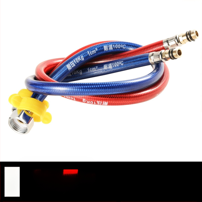 Furtun flexibil din oțel inoxidabil, vârf ascuțit, corp metalic rezistent la explozie, intrare apă cu o singură gaură pentru robinet de bucătărie (apă caldă/rece)