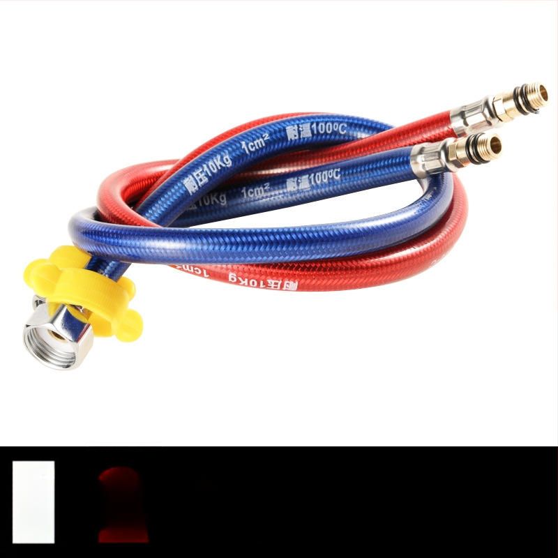 Furtun flexibil din oțel inoxidabil, vârf ascuțit, corp metalic rezistent la explozie, intrare apă cu o singură gaură pentru robinet de bucătărie (apă caldă/rece)