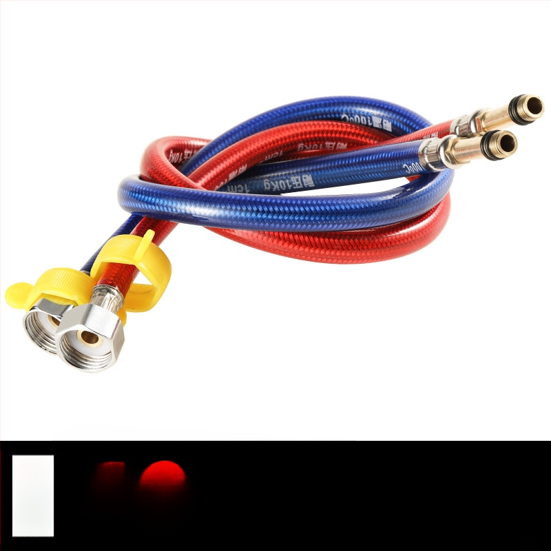 Furtun flexibil din oțel inoxidabil, vârf ascuțit, corp metalic rezistent la explozie, intrare apă cu o singură gaură pentru robinet de bucătărie (apă caldă/rece)