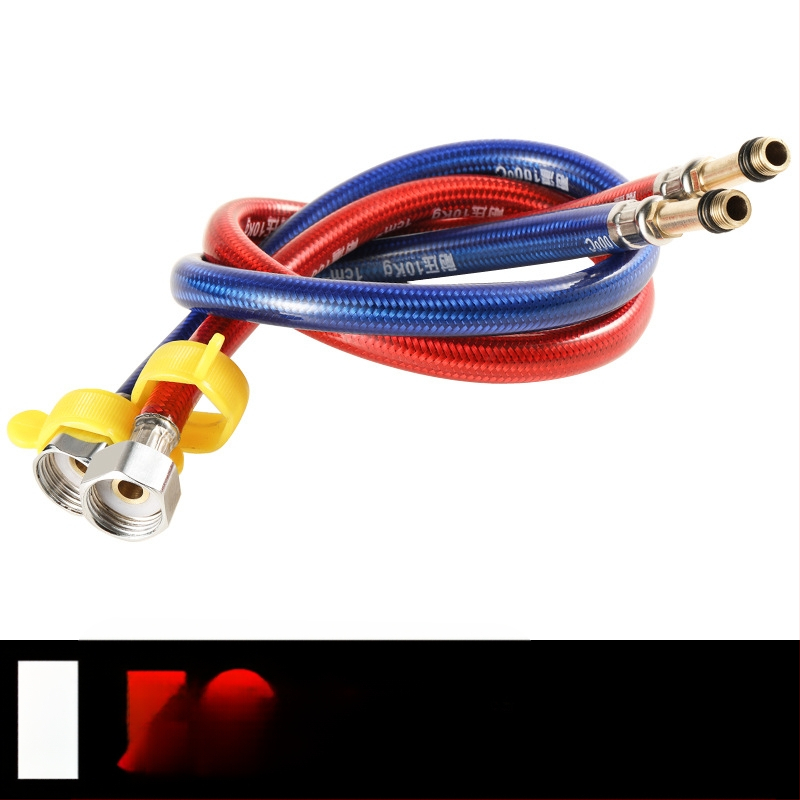 Furtun flexibil din oțel inoxidabil, vârf ascuțit, corp metalic rezistent la explozie, intrare apă cu o singură gaură pentru robinet de bucătărie (apă caldă/rece)