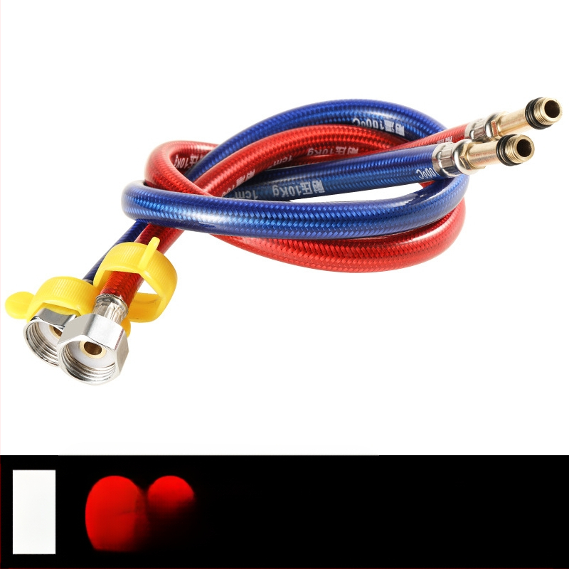 Furtun flexibil din oțel inoxidabil, vârf ascuțit, corp metalic rezistent la explozie, intrare apă cu o singură gaură pentru robinet de bucătărie (apă caldă/rece)