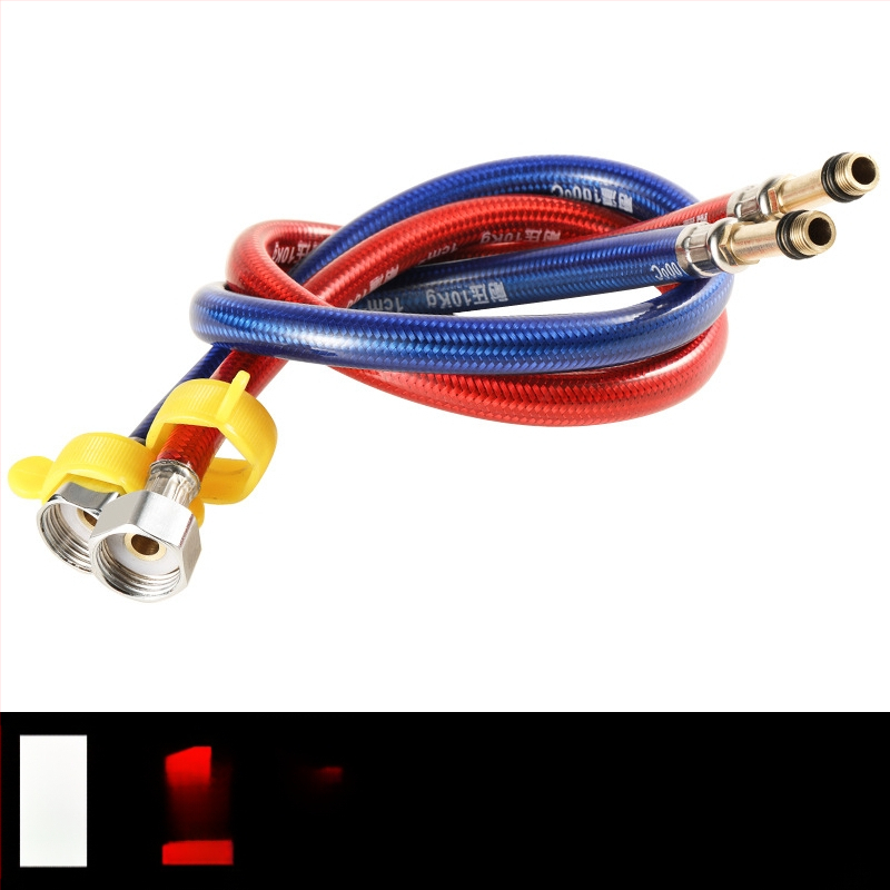 Furtun flexibil din oțel inoxidabil, vârf ascuțit, corp metalic rezistent la explozie, intrare apă cu o singură gaură pentru robinet de bucătărie (apă caldă/rece)