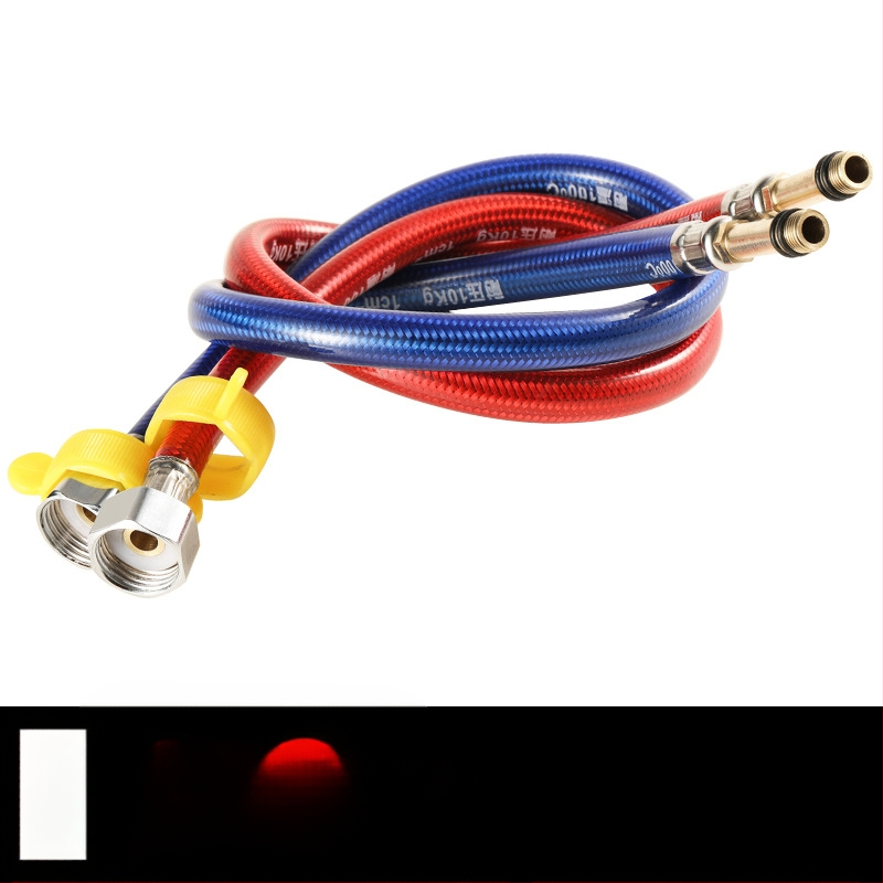 Furtun flexibil din oțel inoxidabil, vârf ascuțit, corp metalic rezistent la explozie, intrare apă cu o singură gaură pentru robinet de bucătărie (apă caldă/rece)