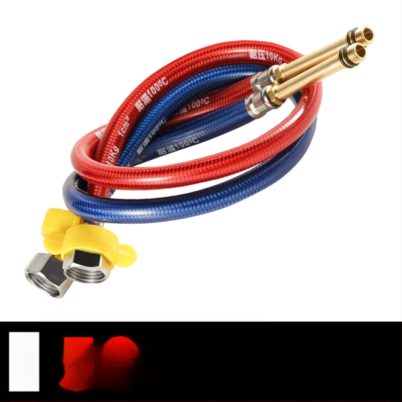 Furtun flexibil din oțel inoxidabil, vârf ascuțit, corp metalic rezistent la explozie, intrare apă cu o singură gaură pentru robinet de bucătărie (apă caldă/rece)