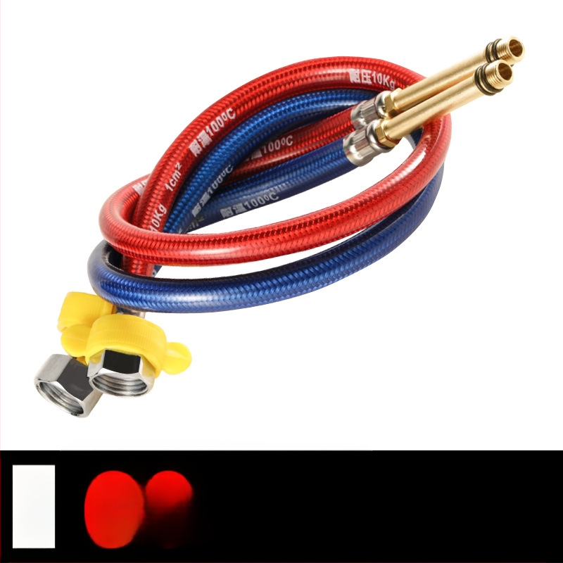 Furtun flexibil din oțel inoxidabil, vârf ascuțit, corp metalic rezistent la explozie, intrare apă cu o singură gaură pentru robinet de bucătărie (apă caldă/rece)