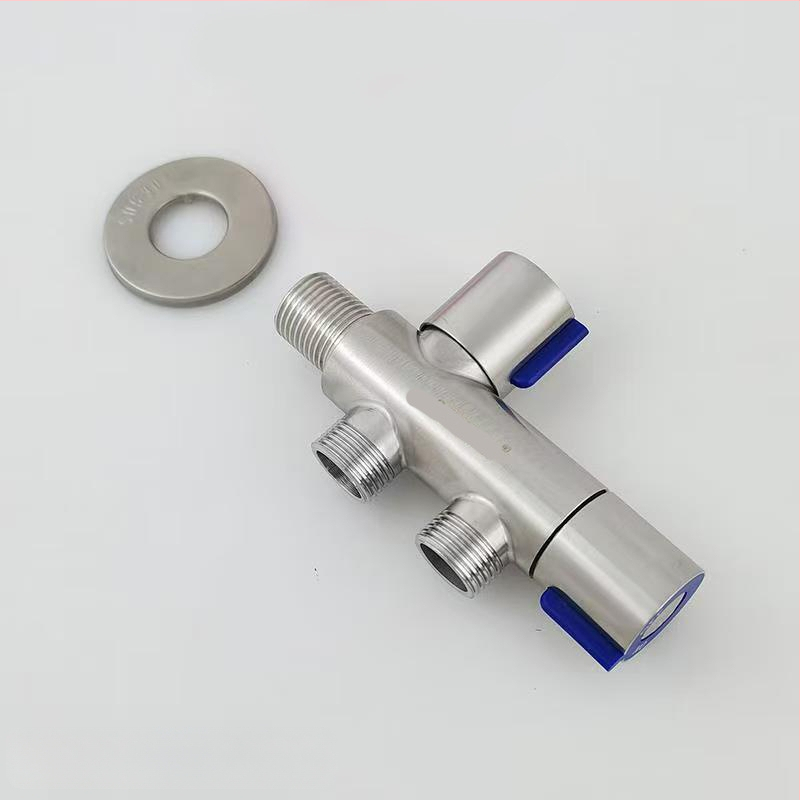 304 неръждаема стомана ъглова клапан с удължено тяло, двойно водоснабдяване и двойно управление за водогреатели и тоалетни