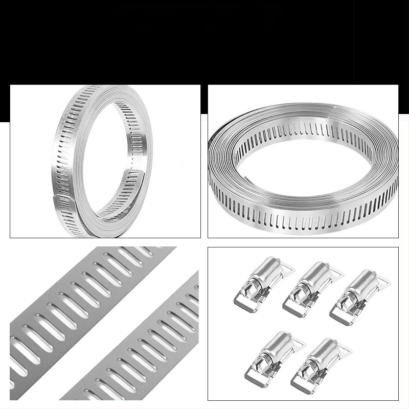 Bandă pentru gât din oțel inoxidabil 304, cu gaură prin, DIY-friendly, diametru de prindere reglabil, Mingshi