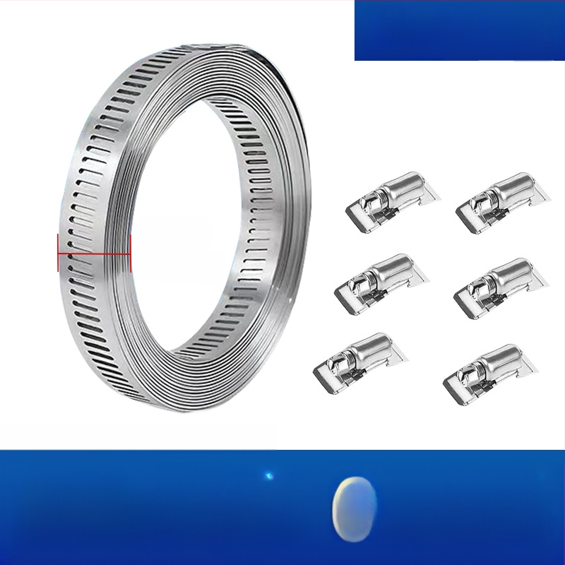 Bandă pentru gât din oțel inoxidabil 304, cu gaură prin, DIY-friendly, diametru de prindere reglabil, Mingshi