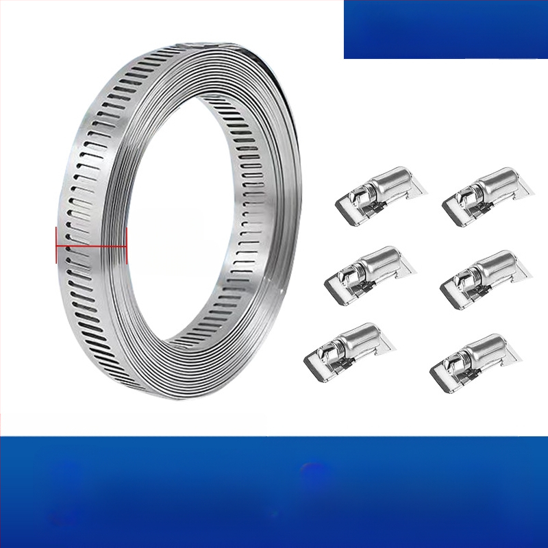 Bandă pentru gât din oțel inoxidabil 304, cu gaură prin, DIY-friendly, diametru de prindere reglabil, Mingshi