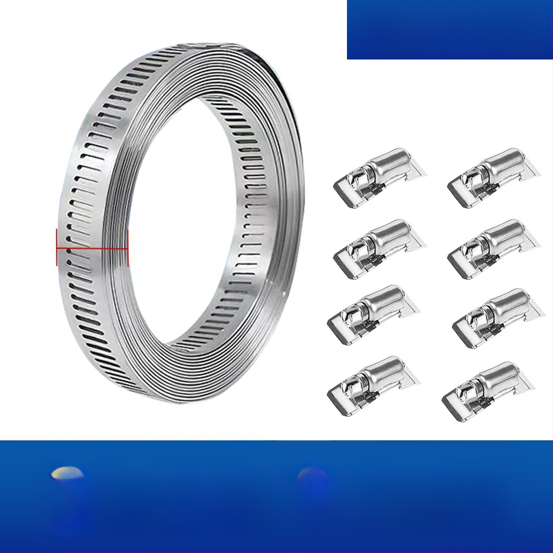 Bandă pentru gât din oțel inoxidabil 304, cu gaură prin, DIY-friendly, diametru de prindere reglabil, Mingshi