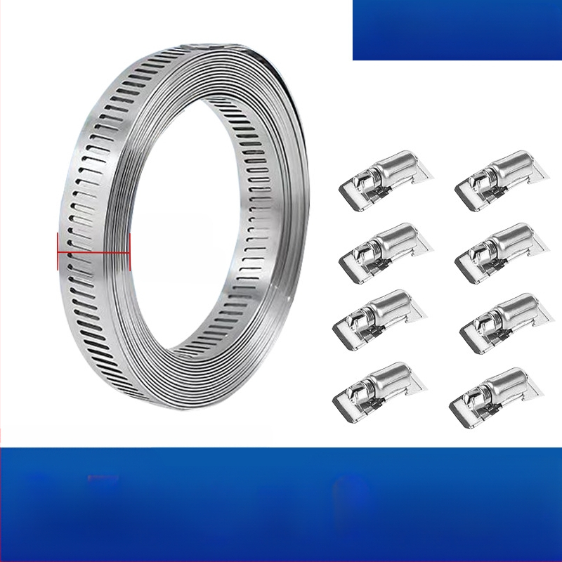 Bandă pentru gât din oțel inoxidabil 304, cu gaură prin, DIY-friendly, diametru de prindere reglabil, Mingshi