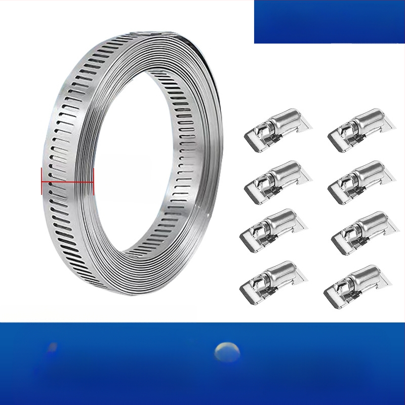 Bandă pentru gât din oțel inoxidabil 304, cu gaură prin, DIY-friendly, diametru de prindere reglabil, Mingshi