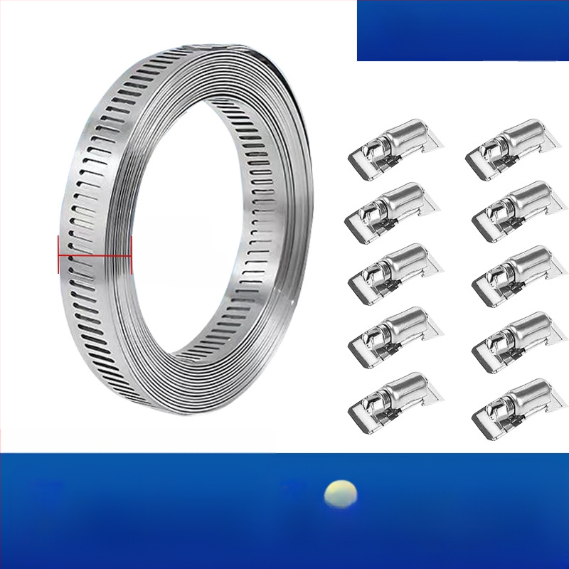 Bandă pentru gât din oțel inoxidabil 304, cu gaură prin, DIY-friendly, diametru de prindere reglabil, Mingshi