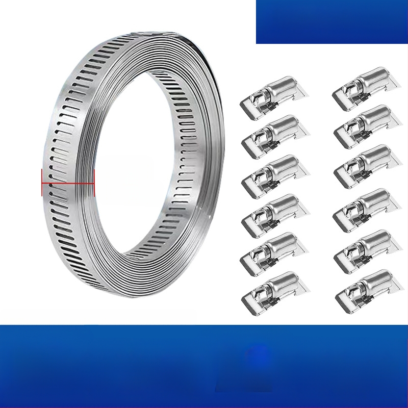 Bandă pentru gât din oțel inoxidabil 304, cu gaură prin, DIY-friendly, diametru de prindere reglabil, Mingshi