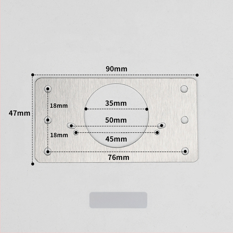 Leyoujia Šarnyro tvirtinimo plokštelė spintoms – nerūdijančiojo plieno, šlifuota paviršiaus