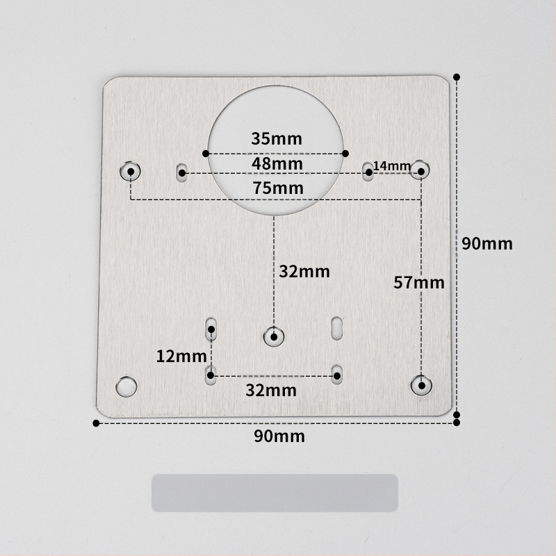 Leyoujia Šarnyro tvirtinimo plokštelė spintoms – nerūdijančiojo plieno, šlifuota paviršiaus