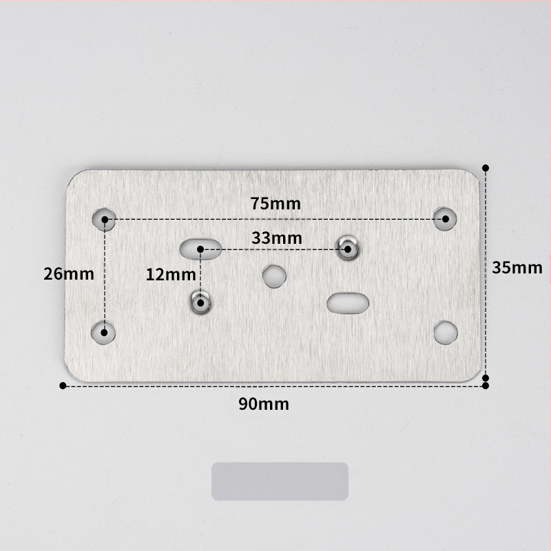 Leyoujia Šarnyro tvirtinimo plokštelė spintoms – nerūdijančiojo plieno, šlifuota paviršiaus