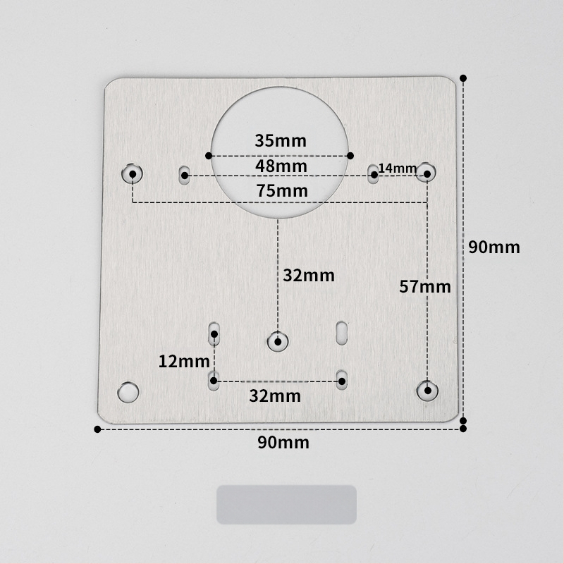 Leyoujia Šarnyro tvirtinimo plokštelė spintoms – nerūdijančiojo plieno, šlifuota paviršiaus