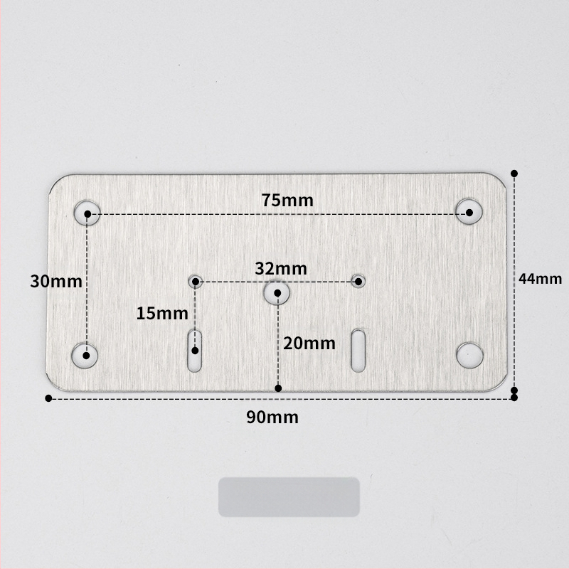 Leyoujia Šarnyro tvirtinimo plokštelė spintoms – nerūdijančiojo plieno, šlifuota paviršiaus