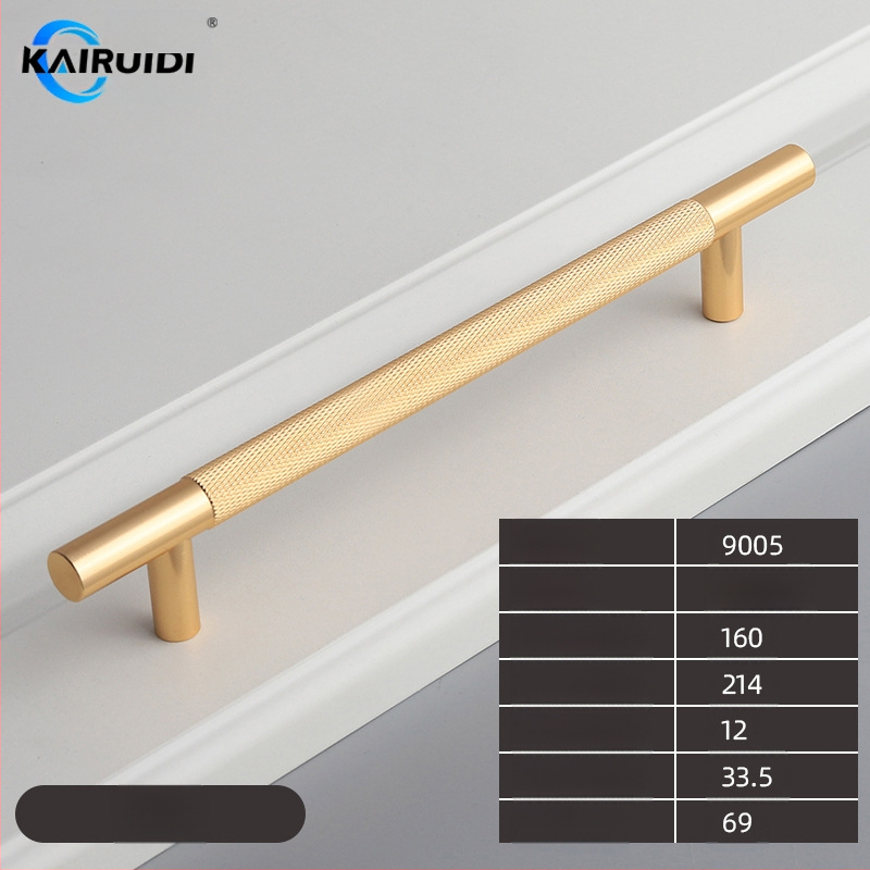 Rokturis garderobes un skapja durvīm, alumīnija sakausējums, elektroplēšana, modelis 9005, zīmols Kairuiti, moderns minimalistisks stils, viegls luksuss