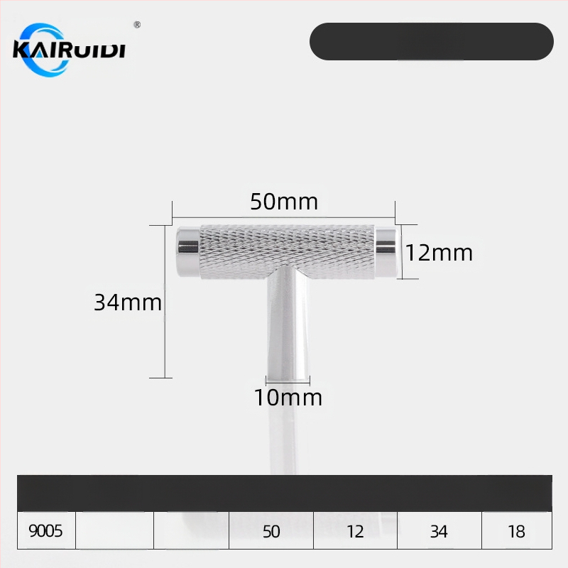 Rokturis garderobes un skapja durvīm, alumīnija sakausējums, elektroplēšana, modelis 9005, zīmols Kairuiti, moderns minimalistisks stils, viegls luksuss