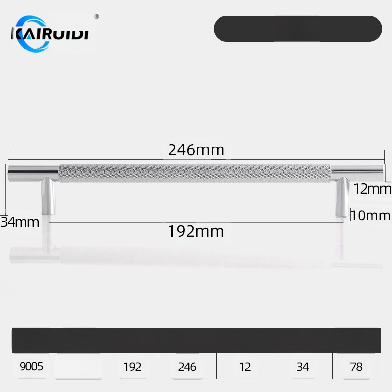 Rokturis garderobes un skapja durvīm, alumīnija sakausējums, elektroplēšana, modelis 9005, zīmols Kairuiti, moderns minimalistisks stils, viegls luksuss