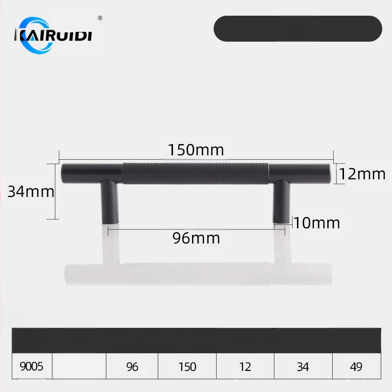 Rokturis garderobes un skapja durvīm, alumīnija sakausējums, elektroplēšana, modelis 9005, zīmols Kairuiti, moderns minimalistisks stils, viegls luksuss