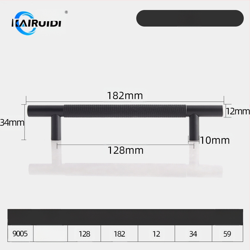 Rokturis garderobes un skapja durvīm, alumīnija sakausējums, elektroplēšana, modelis 9005, zīmols Kairuiti, moderns minimalistisks stils, viegls luksuss