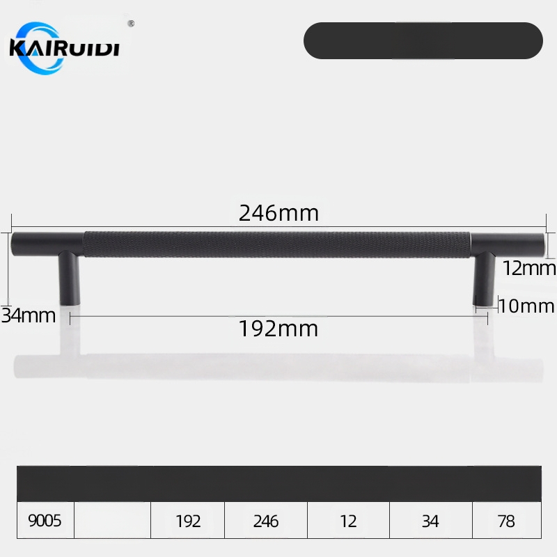 Rokturis garderobes un skapja durvīm, alumīnija sakausējums, elektroplēšana, modelis 9005, zīmols Kairuiti, moderns minimalistisks stils, viegls luksuss