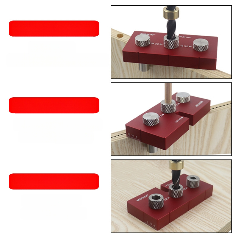 Găuritor vertical pentru lemn – instrument multifuncțional cu piese încorporate pentru știfturi rotunde și poziționarea liniilor