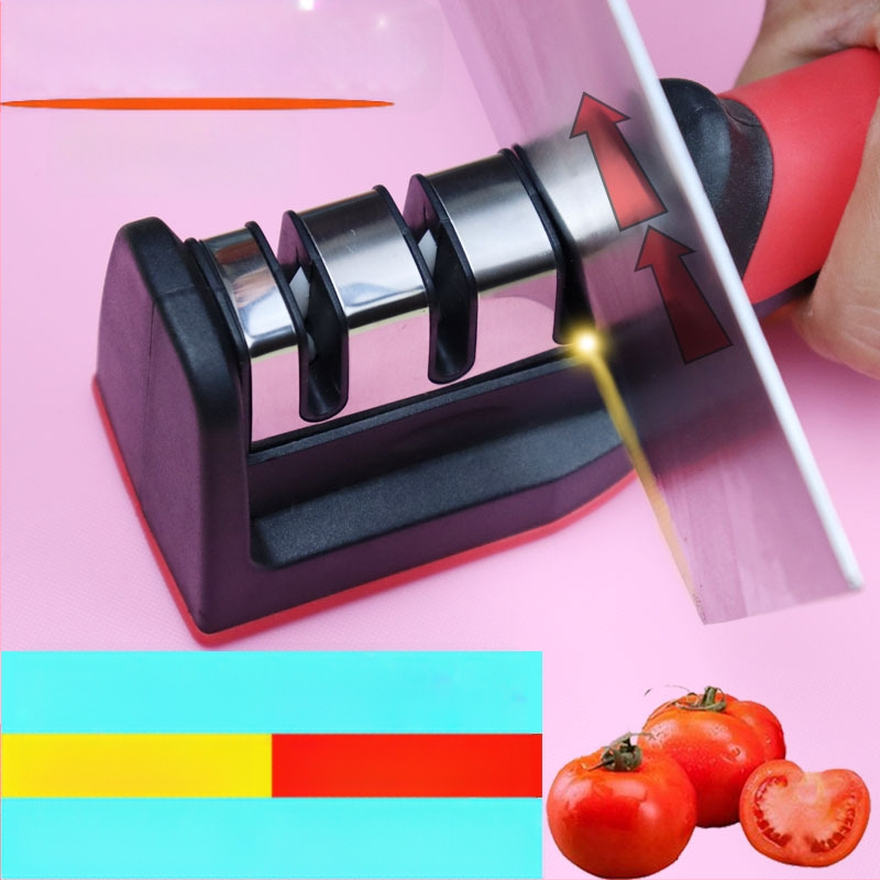 Nuga teritaja – roostevabast terasest, kolmetappiline teritus, kaasaskantav köögitööriist, kaasaegne disain, 2019 väljaanne